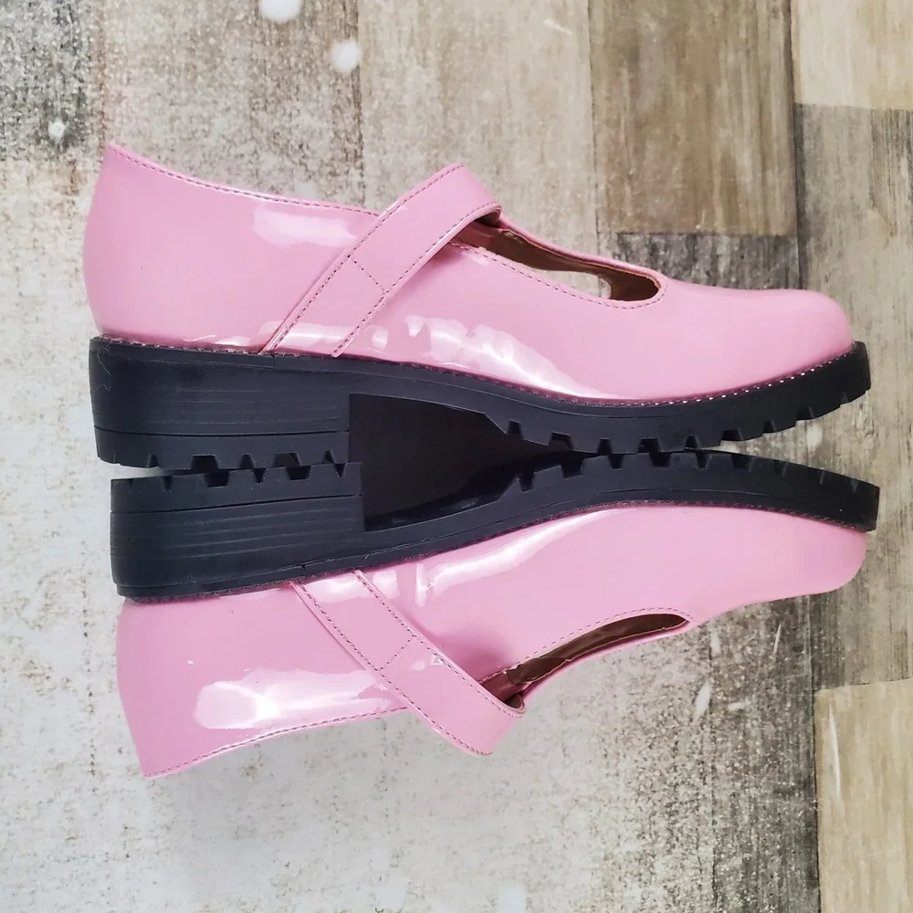 Steve Madden Jolie Mary Jane Flat Kids Sz 3 Pink Patent Leather T-Strap Platform